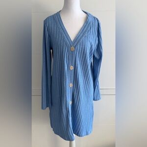 Soft Surroundings Blue Ribbed Cardigan